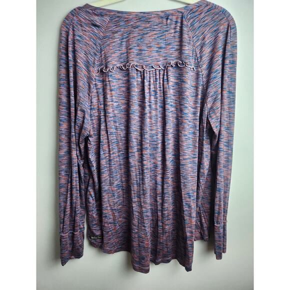 Matilda Jane Tunic Blouse space dye sz L stretch ruffle hippie boho nwt buttons - Picture 4 of 8